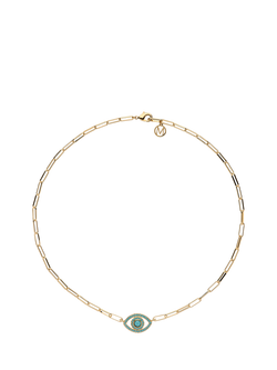 Melissa Odabash Turquoise Crystal Eye Paperclip Necklace, Turquoise/Blue, Turquoise/Blue