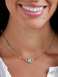 Melissa Odabash Turquoise Crystal Eye Paperclip Necklace, Turquoise/Blue