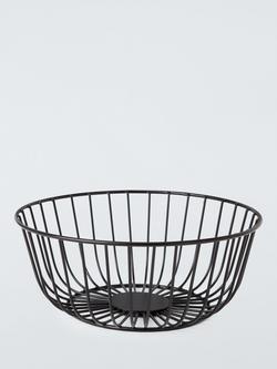 John Lewis Round Wire Basket, 25.5cm, Black, Black