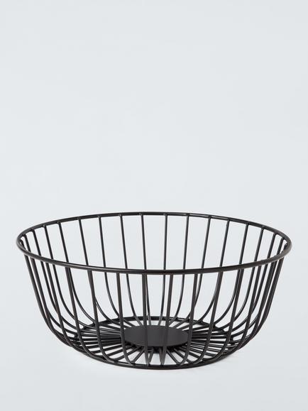 John Lewis Round Wire Basket, 25.5cm, Black, Black