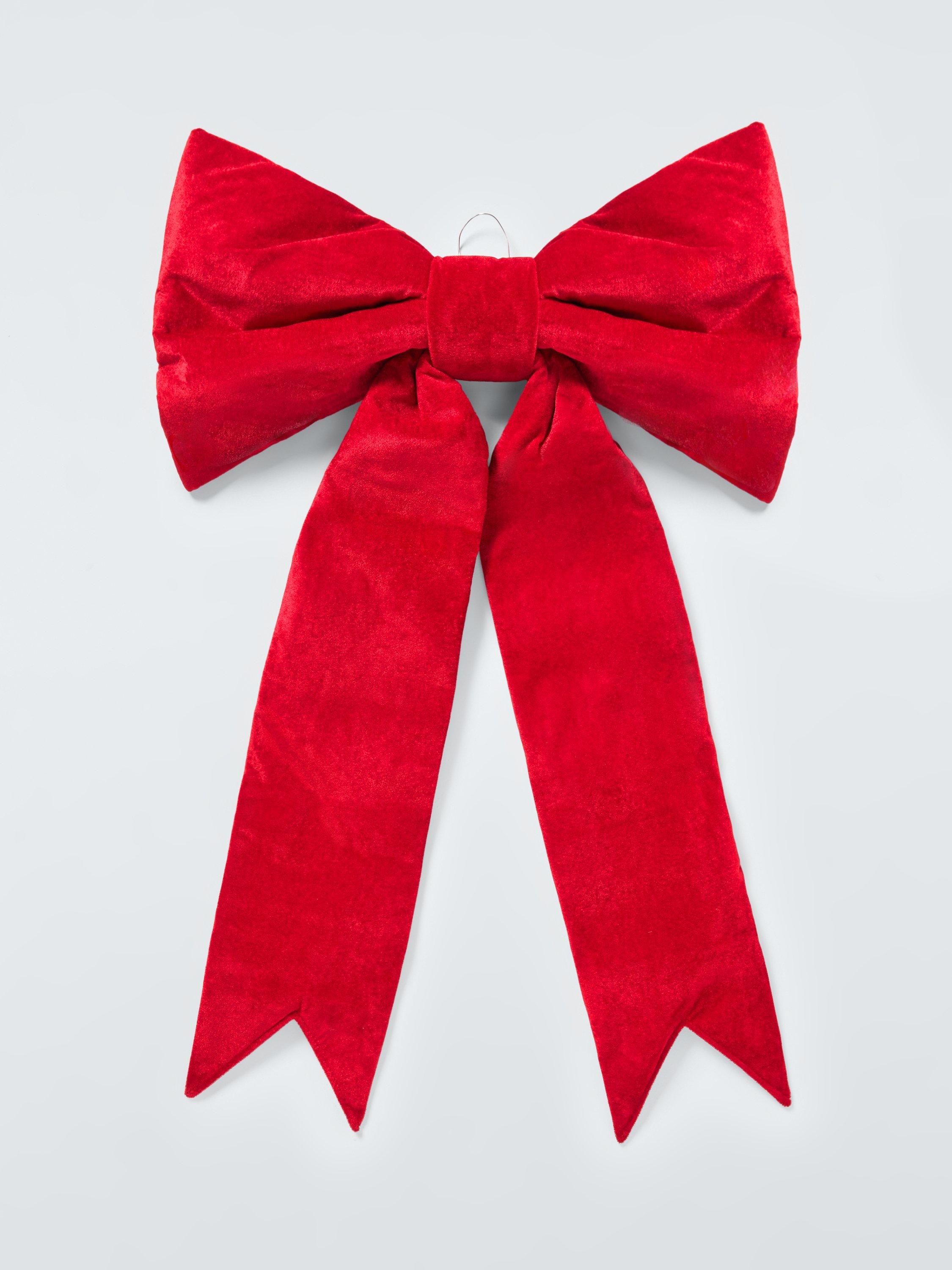 John Lewis Velvet Hanging Bow, Red, 90cm
