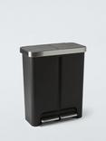 John Lewis 2 Section Plastic Recycler Pedal Bin, 	Black, 36L+28L