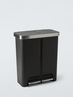 John Lewis 2 Section Plastic Recycler Pedal Bin, 	Black, 36L+28L, Black