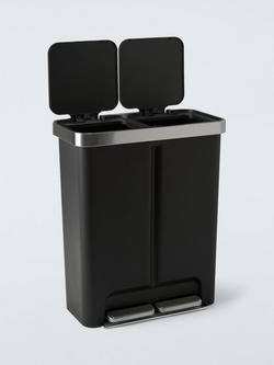 John Lewis 2 Section Plastic Recycler Pedal Bin, 	Black, 36L+28L - view 2, Black