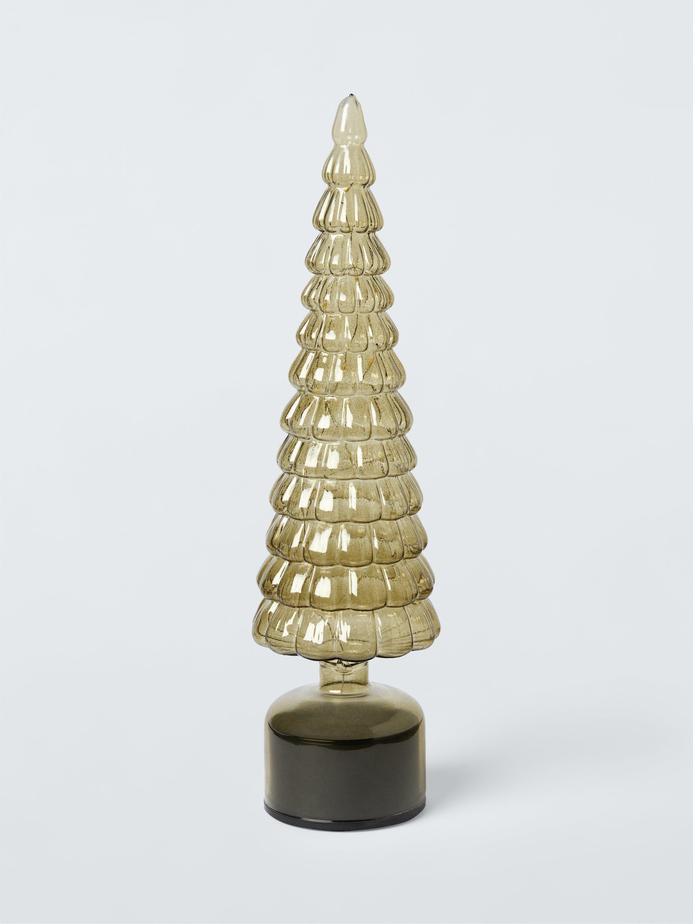 John Lewis LED Rotating Glass Tree, H39cm, Gold