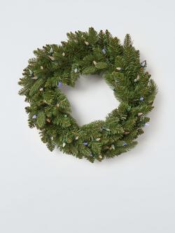 John Lewis 50 LED Plain Wreath, Dia.60cm, Green