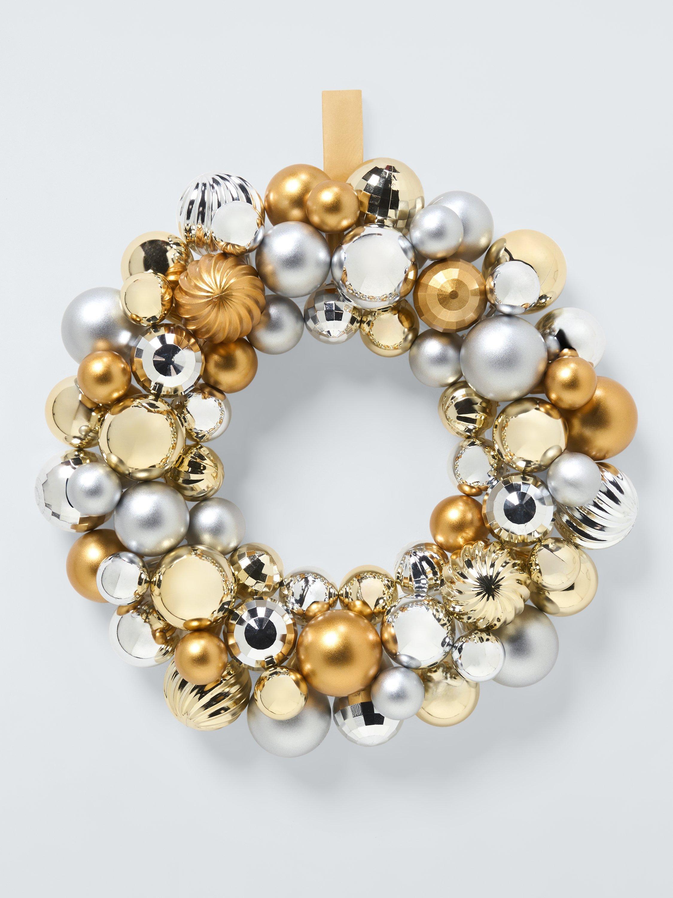 John Lewis Bauble Wreath, Gold/Silver, Dia.40cm