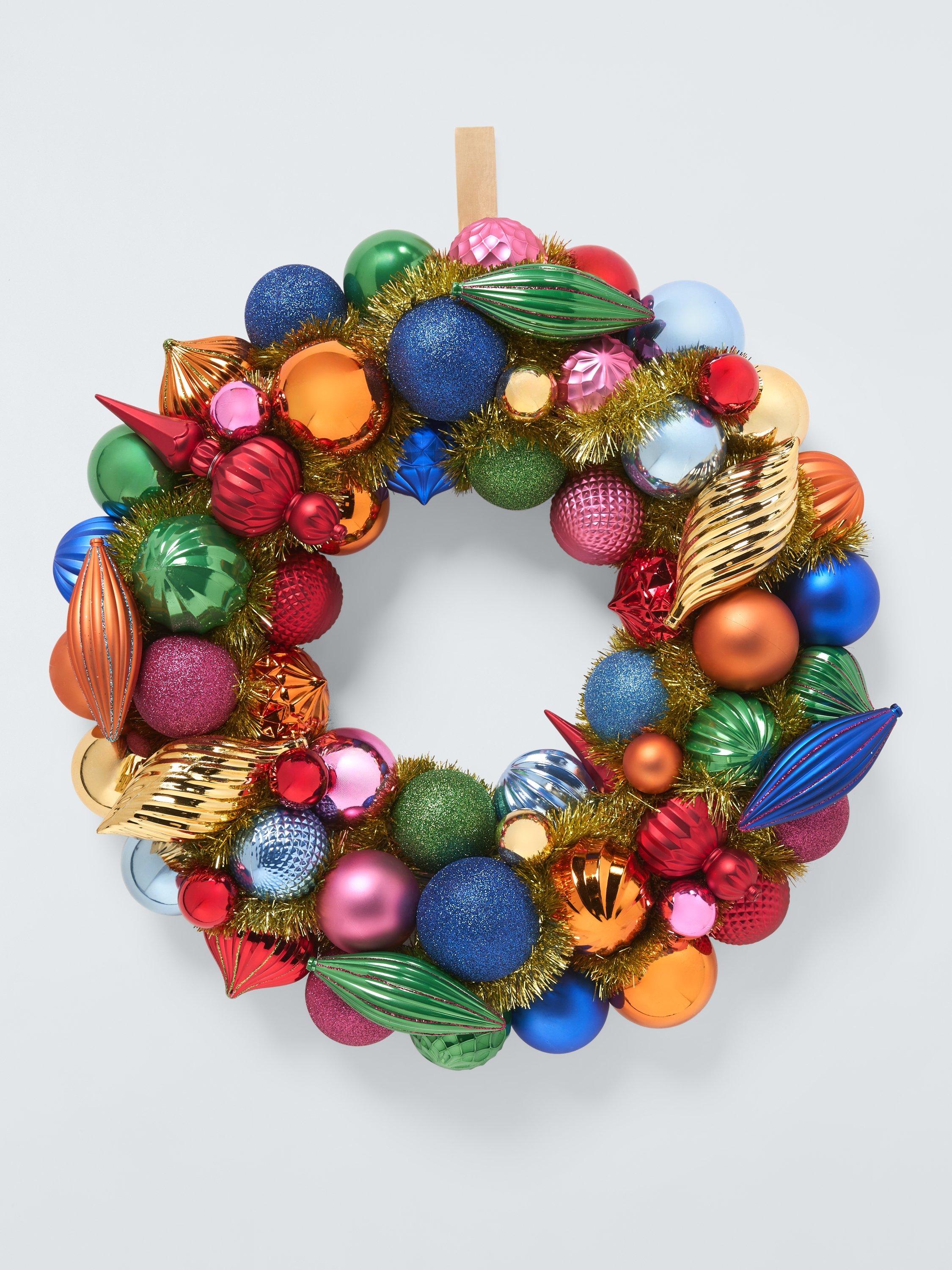 John Lewis Tinsel and Bauble Wreath, Multi, Dia.57cm