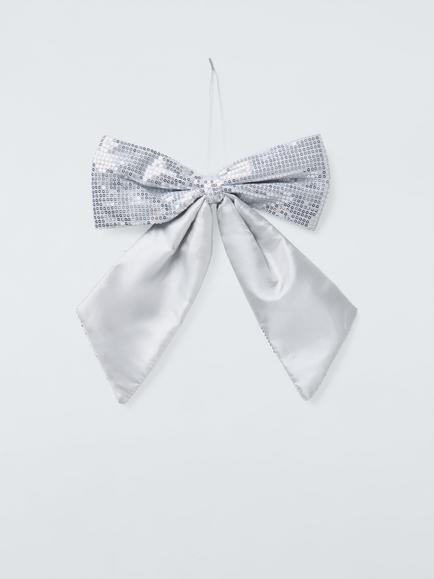 John Lewis Sequin Bow, Silver - view 2, Silver
