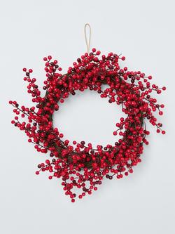 John Lewis Red Berry Wreath, Dia.45cm, Red