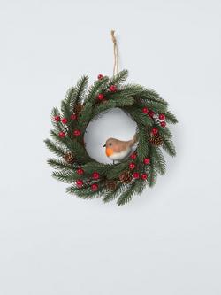 John Lewis Robin Wreath, Dia.25cm, Green