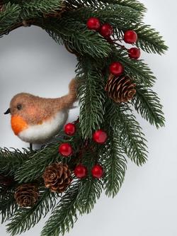 John Lewis Robin Wreath, Dia.25cm - view 2, Green