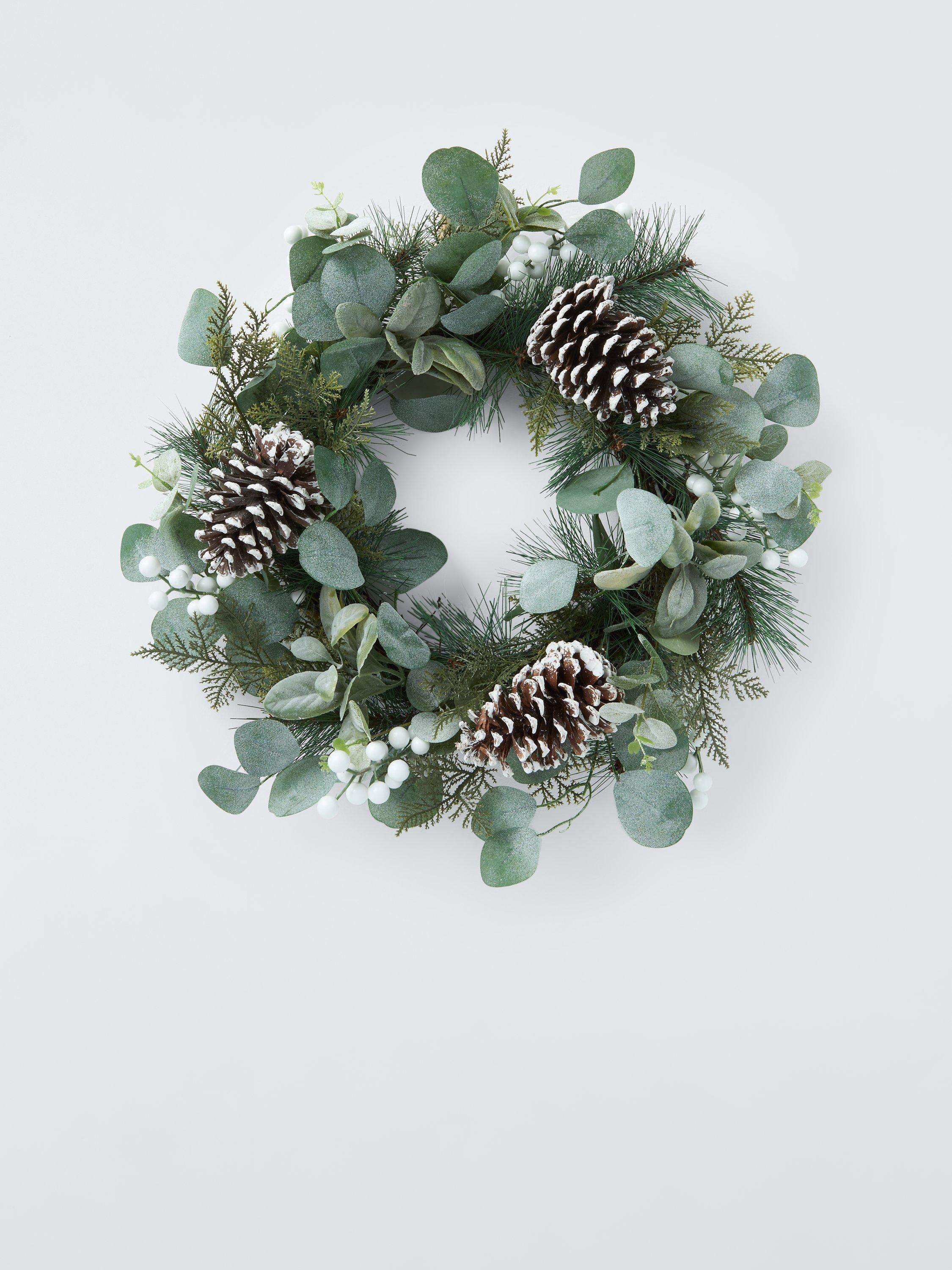 John Lewis Snowy Eucalyptus Wreath, Dia.48cm