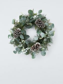 John Lewis Snowy Eucalyptus Wreath, Dia.48cm, White
