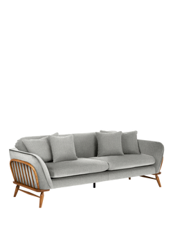 ercol for John Lewis Hexton Large 3 Seater Sofa, Vintage Ash Leg, Fine Weave Grey