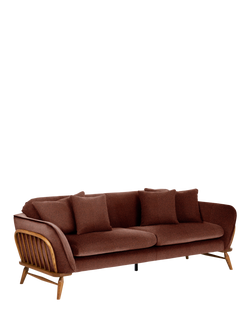 ercol for John Lewis Hexton Large 3 Seater Sofa, Vintage Ash Leg, Boucle Henna