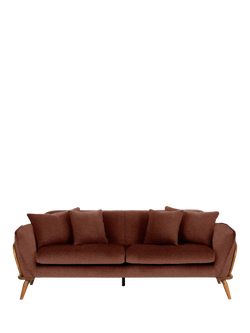 ercol for John Lewis Hexton Large 3 Seater Sofa, Vintage Ash Leg - view 2, Boucle Henna