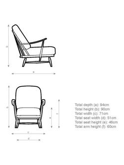 ercol for John Lewis Windsor Easy Chair 206, Vintage Ash Leg - view 2, Recycled Atlantic