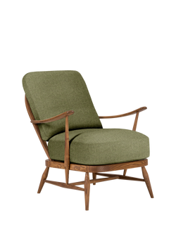 ercol for John Lewis Windsor Easy Chair 206, Vintage Ash Leg, Recycled Moss