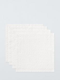 John Lewis Bow Embroidered Cotton Napkins, Set of 4, White, White