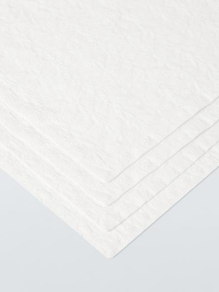 John Lewis Bow Embroidered Cotton Napkins, Set of 4, White - view 2, White