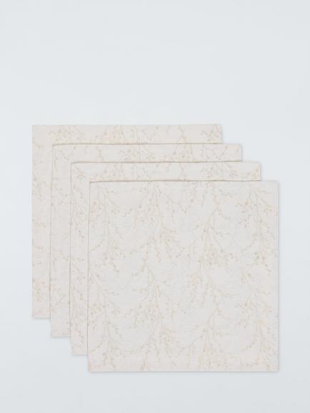 John Lewis Foliage Jacquard Cotton Blend Napkins, Set of 4, Gold, Gold