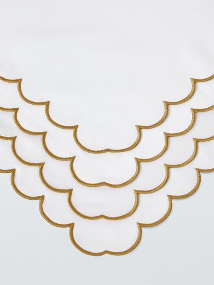 John Lewis Scallop Edge Cotton Napkins, Set of 4, Gold/White - view 2, Multi