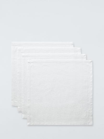 John Lewis Foliage Jacquard Cotton Napkins, Set of 4, White, Multi