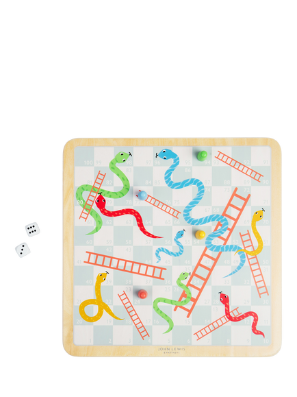 John Lewis Wooden 2-in-1 Snakes & Ladders Board Game with Ludo - view 2, Multi