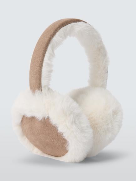 John Lewis Kids' Faux Suede Ear Muffs, Chestnut - view 2, Chestnut