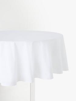 John Lewis Fine Cotton Round Tablecloth, Dia.210cm, White, Multi