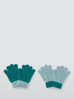 John Lewis Kids' Knit Gloves, Pack of 2, Teal Blue, Teal Blue