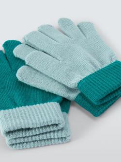 John Lewis Kids' Knit Gloves, Pack of 2, Teal Blue - view 2, Teal Blue