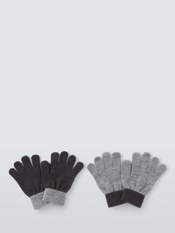 John Lewis Kids' Knit Gloves, Pack of 2, Grey Multi, Grey Multi