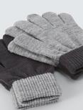 John Lewis Kids' Knit Gloves, Pack of 2, Grey Multi