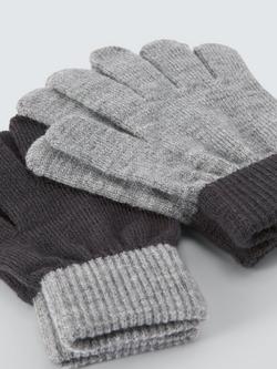 John Lewis Kids' Knit Gloves, Pack of 2, Grey Multi - view 2, Grey Multi