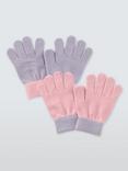 John Lewis Kids' Knit Gloves, Pack of 2, Pink Multi