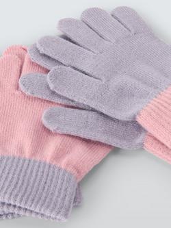 John Lewis Kids' Knit Gloves, Pack of 2, Pink Multi - view 2, Pink Multi