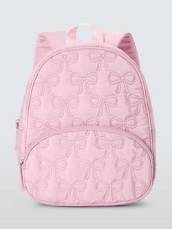 John Lewis Kids' Quilted Bows Backpack, Pink, Pink