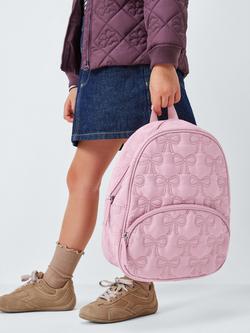 John Lewis Kids' Quilted Bows Backpack, Pink - view 2, Pink