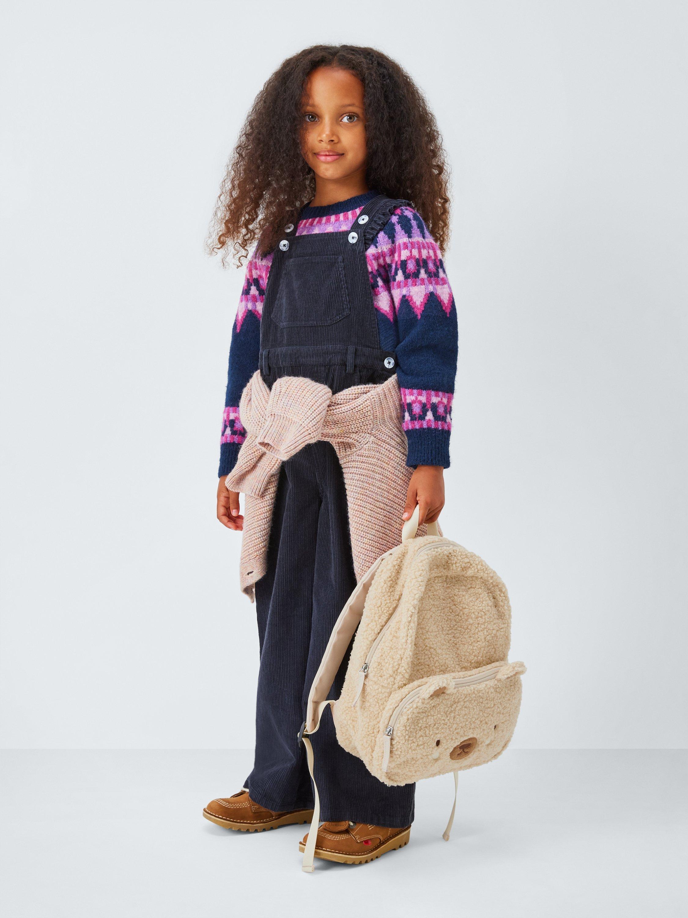 Product image 2 of 6, which shows John Lewis Kids' Borg Bear Backpack, Cream