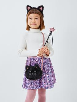 John Lewis Kids' Sparkle Cat Bag, Black - view 2, Black