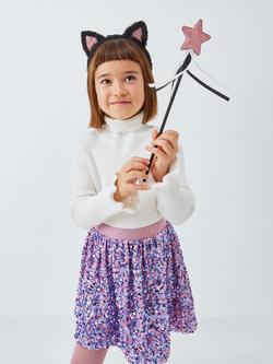 John Lewis Kids' Cat Ears Headband & Star Wand Set, Black