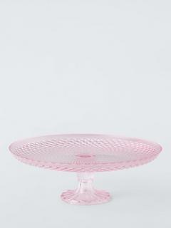 John Lewis Glass Cake Stand, 31cm, Pink