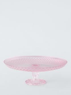 John Lewis Glass Cake Stand, 31cm, Pink, Pink