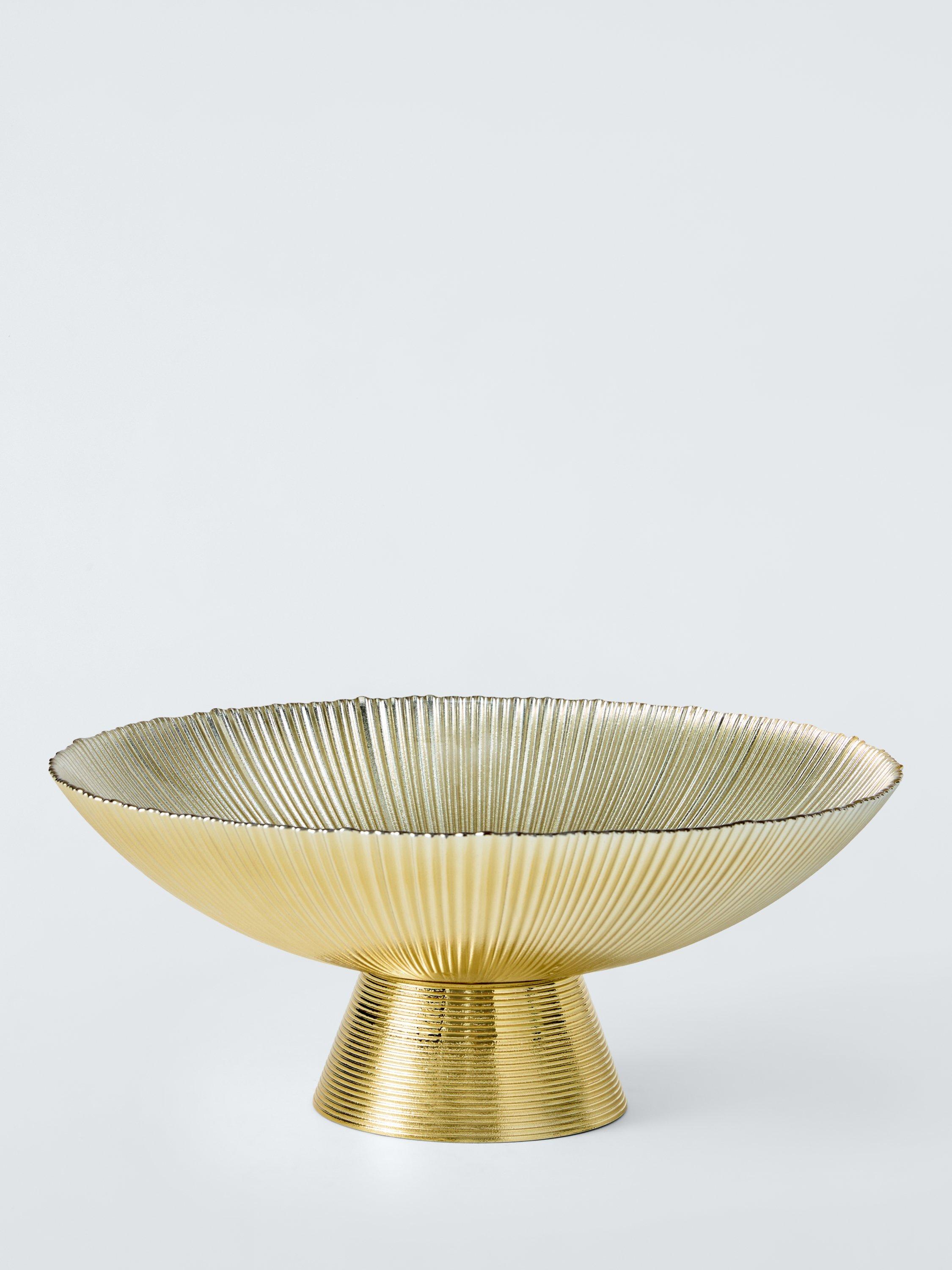 John Lewis Footed Glass Bowl, 32.5cm, Gold