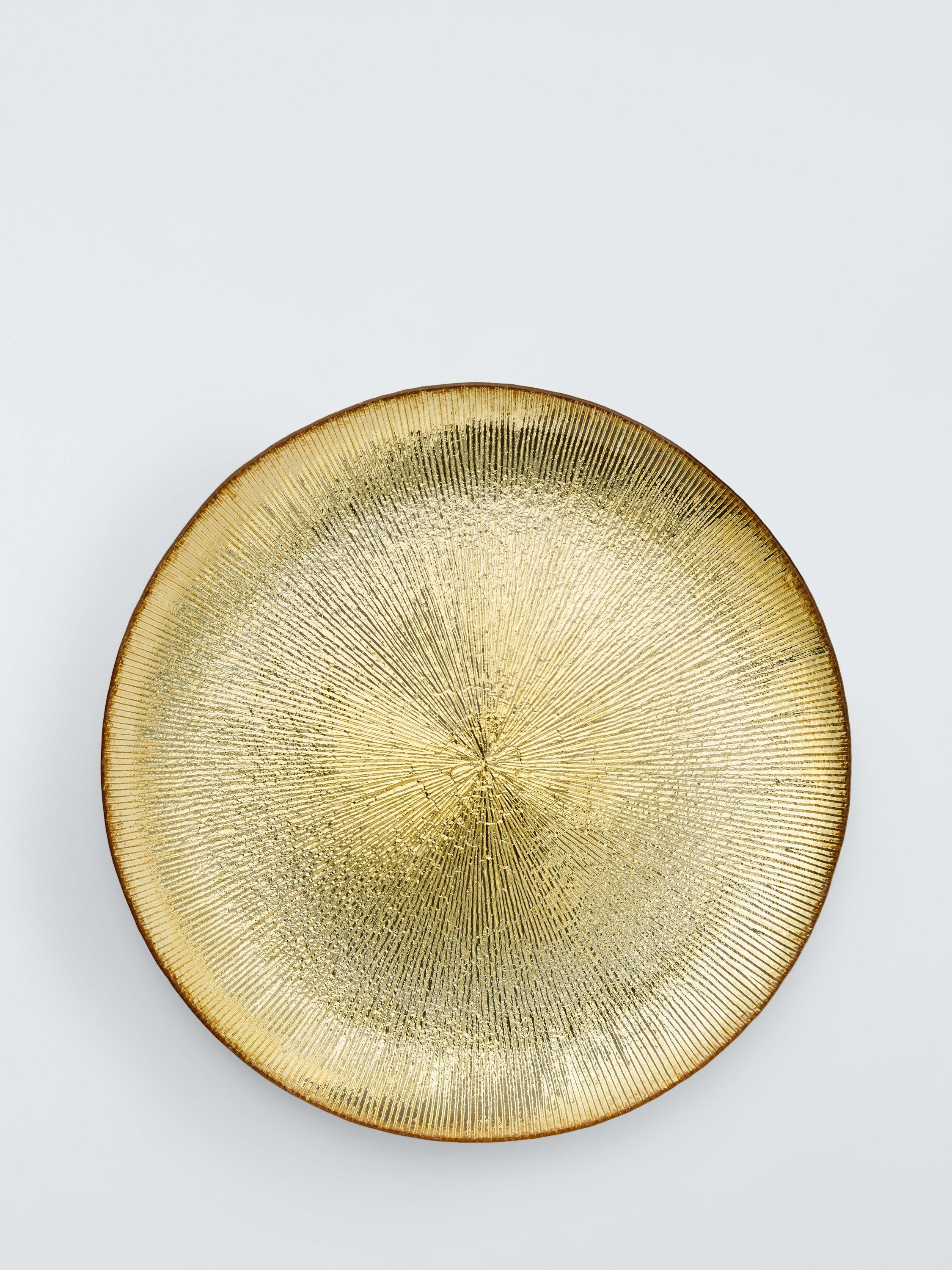 John Lewis Glass Serving Plate, 27cm, Gold