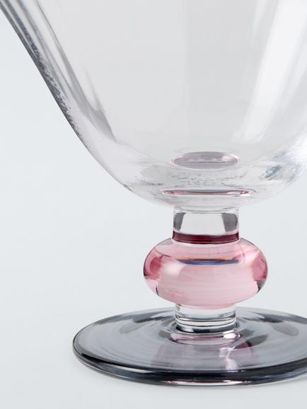 John Lewis Beaded Stem Ribbed Glass Sundae Dish, 12cm, Pink/Clear - view 2, Clear