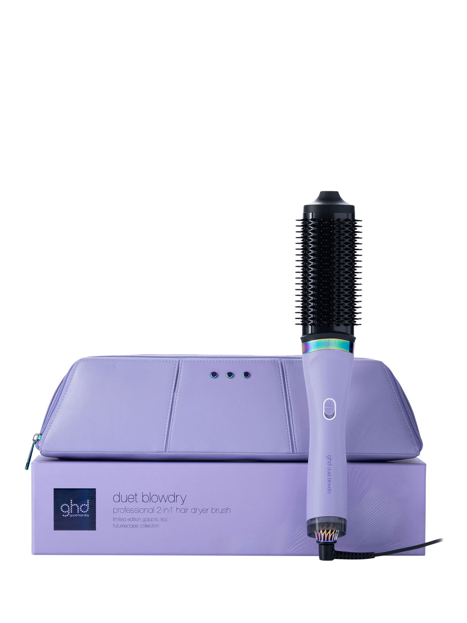 Product image 4 of 7, which shows ghd Duet Blowdry Limited Edition Hair Dryer Brush with Matching Heat-Resistant Bag, Lilac