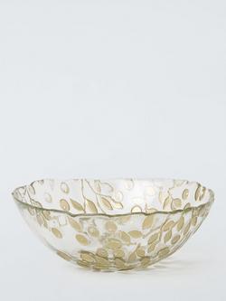 John Lewis Berry Pattern Deep Glass Bowl, 16cm, Gold, Gold